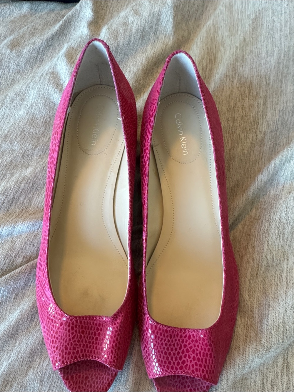 Calvin Klein Hot Pink Peep-Toe wedge Heels
